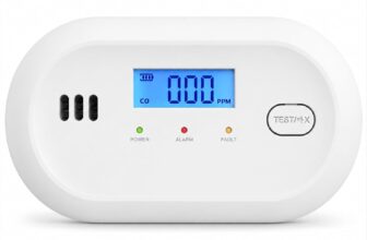 Carbon Monoxide Alarm with Digital Display, Battery Powered CO Detector with Replaceable AA Batteries, 10-Year Sensor Life, 85 dB Alert, EN 50291, for Home & Travel, 1 Pack