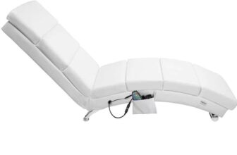 Casaria Chaise Lounge London White with Massage & Heating Function