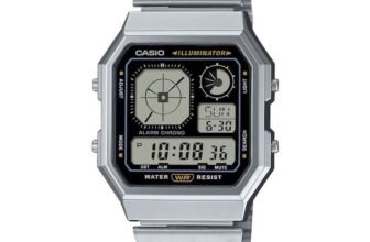 Casio A130WE-1AEF Retro Vintage Black Square Dial & Stainless Steel Watch