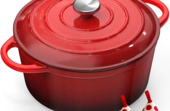 Cast Iron Dutch Oven – 26CM 5L Casserole Dish with Lid Enamelled Cast Iron Round Pot sold by Serenilite store FBA
