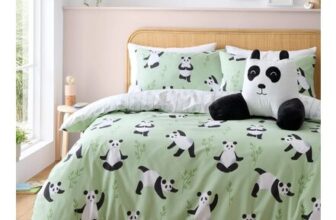Catherine Lansfield Reversible Panda Paws Green Double Bedding Set