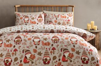 Catherine Lansfield Woodland Gonks So Soft Reversible Double Duvet Cover Set with Pillowcases Natural