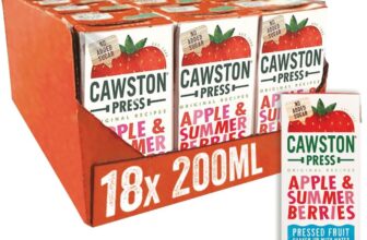 Cawston Press Fruit Water Kids Drink Pressed Summer Berries Flavoured Water 200ml x 18 Pack Berries & Apple Juice Cartons School Approved No Added Sugar Vegan Ideal for Kids Lunchbox