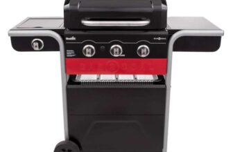 Char-Broil Gas2Coal 330 – 3 Burner Dual Fuel BBQ Grill with Side Burner Free Char-Broil Universal Rotisserie With Code