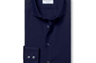 Charles Tyrwhitt Mens Slim Fit Non-Iron Cotton Shirt Navy