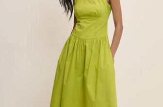 Chartreuse Green Panelled Soraya Midi Dress