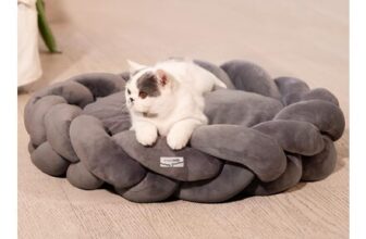 CheerPals Detachable Chunky Knit Cat Bed with Warm Pad 60x60x17cm