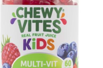 Chewy Vites Kids Multivitamin Advance, 60 Kids Vitamins Gummies, 11 Essential Nutrients, 2 Months Supply, Real Fruit Juice, Vegan, Age 3 , Blueberry and Raspberry Flavour