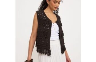 Chocolate Brown Crochet Fringe Waistcoat