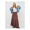 Chocolate Brown Tiered Cheesecloth Maxi Skirt