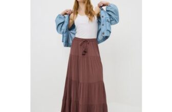 Chocolate Brown Tiered Cheesecloth Maxi Skirt