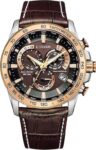 Citizen Mens Eco-Drive Perpetual Chrono Radio Controlled A.T. Brown Dial Genuine Crocodile Strap, Sapphire Crystal, Model: CB5899-05X