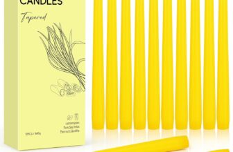 Citronella Candles Outdoor, 12 PCS Lemongrass-Scented Tapered Candle, Natural Soy Wax Candle Set with 96 Hours Burning Time, Idea for Dinner Candles, Valentines Day & Mothers Day Decor