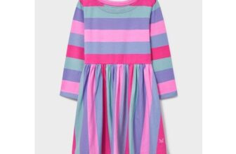 Classic Striped Long Sleeve Jersey Dress in Multicolours Ahe 6-7
