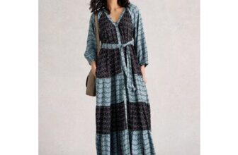 Clementine v Neck Maxi Dress in BLUE MULTI