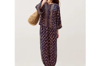 Clover Print Tassel Top Blue