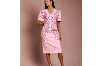 Coast Petite Placement Print Puff Sleeve Cotton Midi Dress