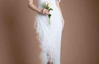Coast Sequin Embellished Feather Trim Draped Bardot Maxi Wedding Dress, Ivory