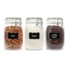 ComSaf 1L round Glass Jars with Airtight Lids (3 Pack),