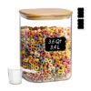 ComSaf 3.4L Square Glass Jars with Bamboo Lids,