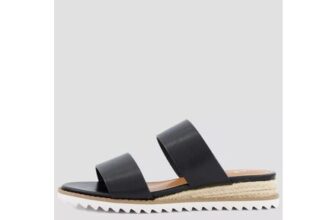Comfort Double Strap Wedge Sandal – Black