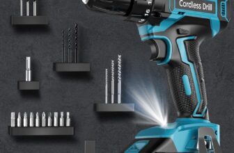 Cordless Drill, LEEIKOO Electric Drill Set 21V with 2.0Ah Battery, Power Drill 42N.m Max Torque, 181 Torque Settings, 2 Speed, 20PCS Drill Set, 10mm Chuck & LED Light for Home & Garden DIY