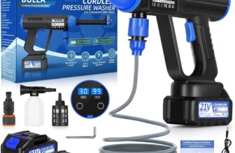 Cordless Pressure Washer, 6 in 1 Portable Power Washer with 2 Battery and 5-Meter Hose, Cordless Power Washer for Patio and Car, Floor Garden Cleaning & Watering