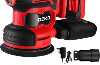 Cordless Sander: DEKOPRO 20V 2000mAh Cordless Random Orbital Sander,6000-13000RPM,125mm Sander with 15Pcs Sandpapers & Dust Extraction for Sanding, Polishing Wood, DIY, Home Improvements