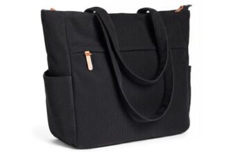 Corduroy Tote Bags for Women Large Tote Bag with Zipper Shoulder Bags,