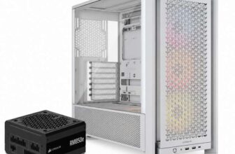 Corsair FRAME 4000D RS ARGB Midi-Tower Case – White & RM850e 80 Gold Fully Modular 850W PSU – Black Bundle