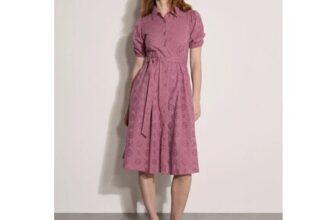 Cotton Broderie Shirt Midi Dress