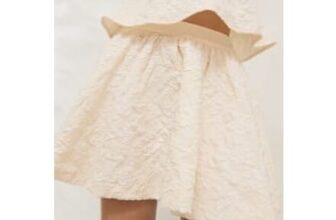 Cream Jacquard Puff Style Mini Skirt
