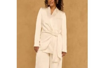 Cream Satin Tie Waist Blazer Style Blouse