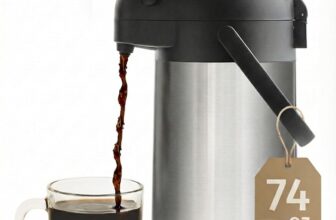 Cresimo 2.2L Airpot Thermal Carafe, Keeps Beverages Hot for 12 Hrs & Cold for 36 Hrs Stainless Steel Dispenser, Easy One-Handed Dispensing for Office, Home, Party, Easy to Clean Hot