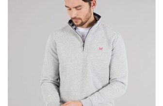 Crew Clothing Mens 1/2 Zip Solid Sweatshirt Grey Marl