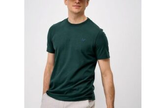 Crew Clothing Ottoman Rib Neck Cotton T-Shirt in Green
