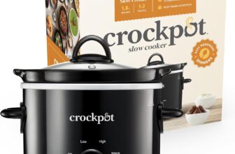 Crock-Pot Slow Cooker Removable Easy-Clean Ceramic Bowl 1.8 L Small Slow Cooker (Serves 1-2 People) Energy Efficient Black CSC080