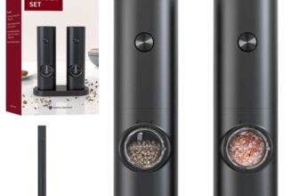 Crosiko KYMQ-14 Electric Pepper Salt Grinder with LED Light One Press 5 Adjustable Levels – Sold by CROSIKO Store (Welcome Deal)