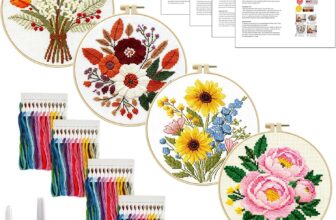 Cross Stitch Fabric Set, 4PCS Embroidery Kit, Cross Stitch Kits for Adults
