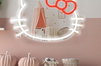 Cute Cat Mirror Neon Sign for Room Decor, Adjustable Brightness Neon Sign & Battery Operated, Anime Gifts for Girls, Birthday and Christmas Gifts for Girls, Women (9.9 x 13.4 inches))