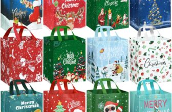 DECHISY 12Pack Small Christmas Bags, Non-Woven Reusable Christmas Bags, Xmas Tote Bag for Presents Shopping Party (272010 cm)