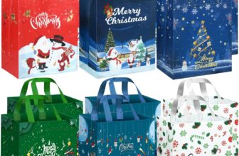 DECHISY 12Pack Small Christmas Gifts Bags, Non-Woven Reusable Christmas Bags, Xmas Tote Bag for Presents Shopping Party (272010cm)
