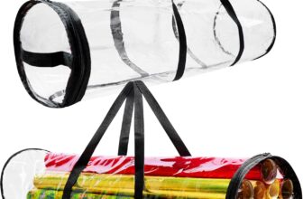 DECO EXPRESS Christmas Wrapping Paper Storage Bag Zipped Gift Wrap Bag with Handles Waterproof Tidy Storage Solution Organiser (Clear 100 cm)