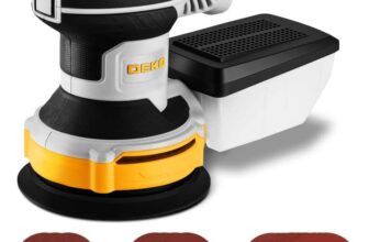 DEKOPRO Random Orbit Sander 300W with 16Pcs Sandpapers, 6 Variable Speed 14000RPM – With voucher Sold by DEKO-EU FBA