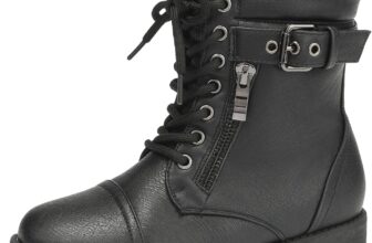 DREAM PAIRS Girls Mid Calf Combat Boots with Side Zipper Plush Lined Warm Winter Ankle Anti-Slip Boots