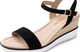 DREAM PAIRS Womens Espadrille Wedge Sandals Ankle Strap Slingback Platform Sandals Non-Slip Outsole for a laidback casual look