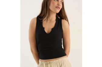 DSGN Studio Washed Notch Front Vest Top