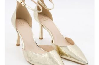 DUNE Gold Tone Reptile Colleen Open Court Heels