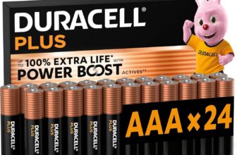 DURACELL Plus AAA Batteries (24 Pack) Alkaline Batteries 1.5V Up to 100% Extra Life with POWER BOOST Actives Reliability For Everyday Devices 0% Plastic Packaging 10-Year Storage-MN2400