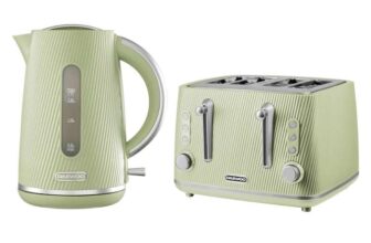Daewoo Cascade Kettle & 4 Slice Toaster Bundle Set, Textured, 1.7L, Wide Slots, ( 3 Year Warranty With Registration) Green – Red – Black